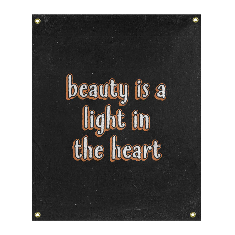 Tapisserie tableau noir en polyester citation beauté, H 36 po x l 26 po, Orange