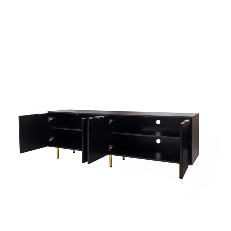Meuble télé moderne noir chaud pour meuble télé de 80 pouces pour le salon et la chambre à coucher