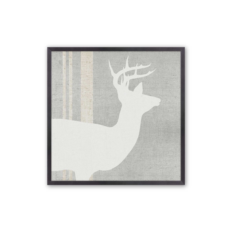 Silhouette de bois de cerf I, H 13,75 po x l 13,75 po, Encadrement ouvert, zinc vieilli