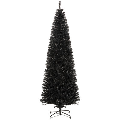 Pencil Christmas Tree, Unlit Artificial Christmas Tree Slim Douglas Fir Xmas Tree with Realistic Branches, Halloween Tree with 1168 Tips, Black