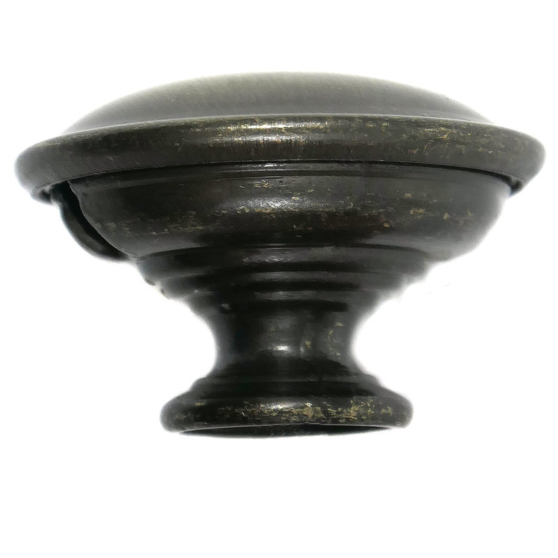 Antique Brass Round Mushroom Cabinet Knob with Mounting Hardware