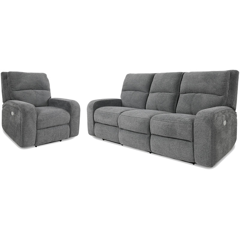 Polla Power Reclining Sofa And Recliner, Bizmark Grey