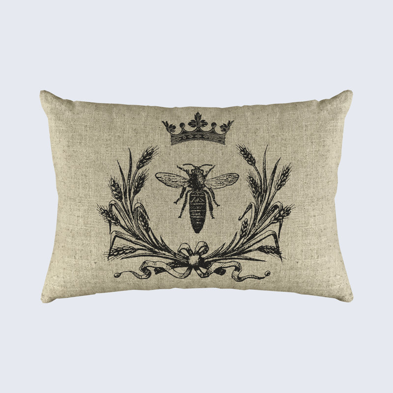  Bee Crown Rectangular Linen Lumbar Pillow