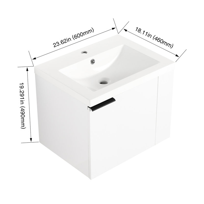 Meuble-lavabo 24 po Modern, Chêne blanc Américain