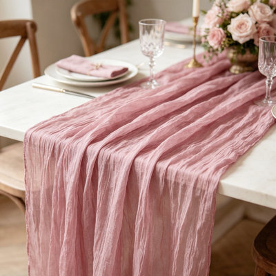 Boho Romantic Cheesecloth Gauze Crinkle Table Runner