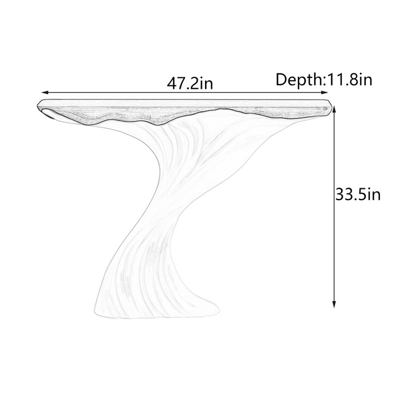 Table d'entrée de luxe moderne, H 33,5 po x l 47,2 po x P 11,8 po