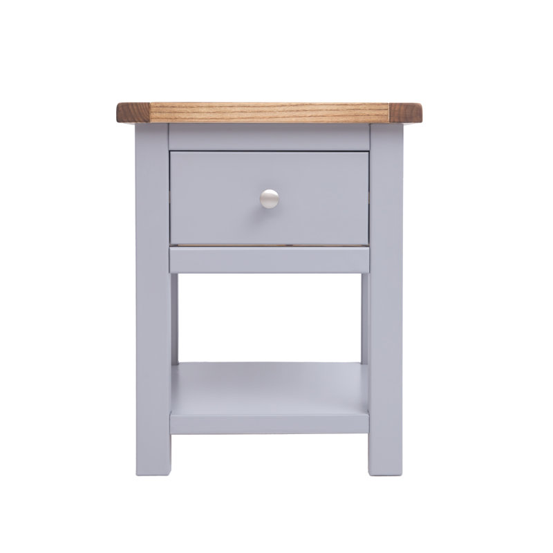 Michie 45 cm W Bedside Table, Dark Grey/Silver