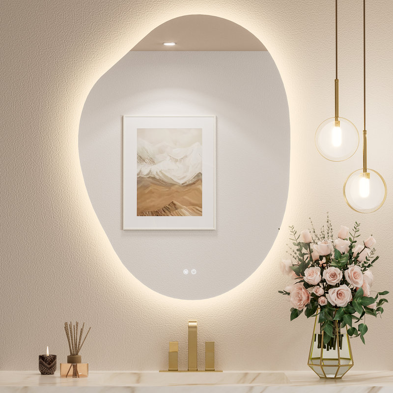 Aura LED Organic Bathroom Vanity Mirror, 40" x 30"