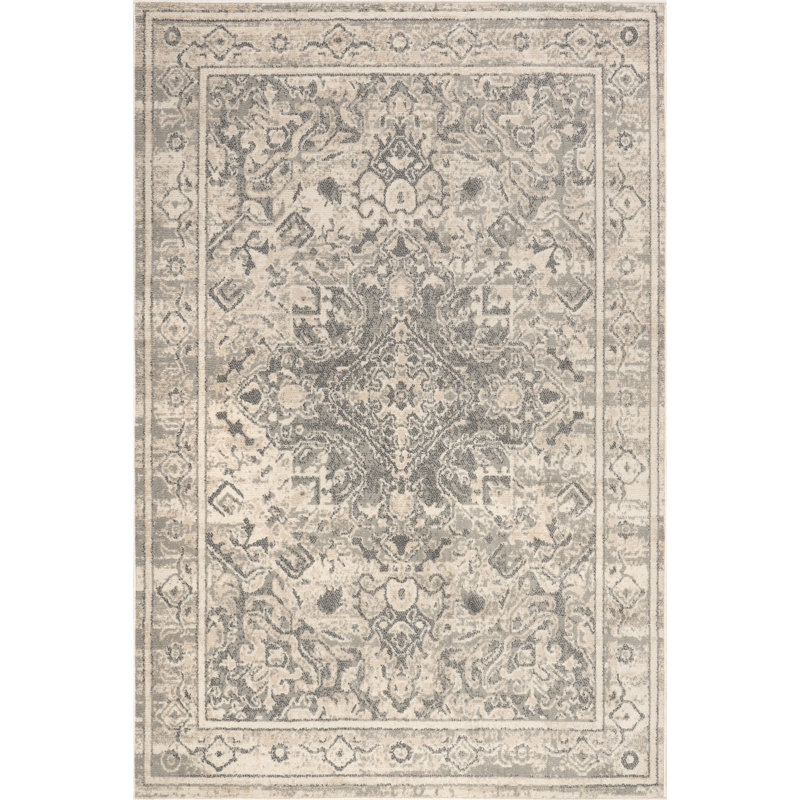 Downley Traditional DIstressed Area Rug, Rectangle 4' x 6'