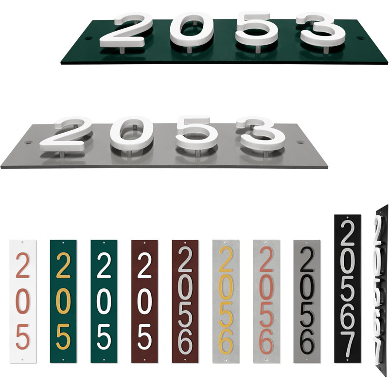 Plaque d'adresse verticale Amgo, Brun, Blanc, Oui