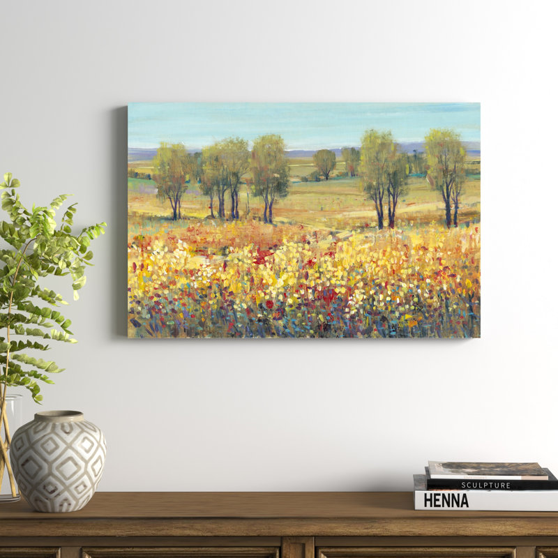 «Golden Fields I», peinture sur toile, H 24 po x l 36 po