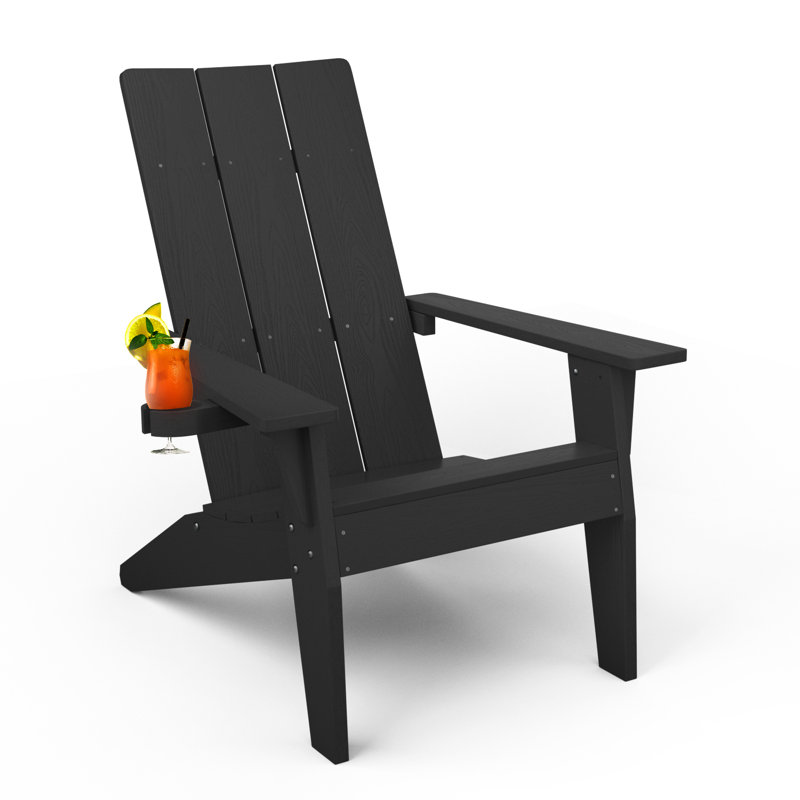 Chaise Adirondack en plastique / résine Harlean, Noir
