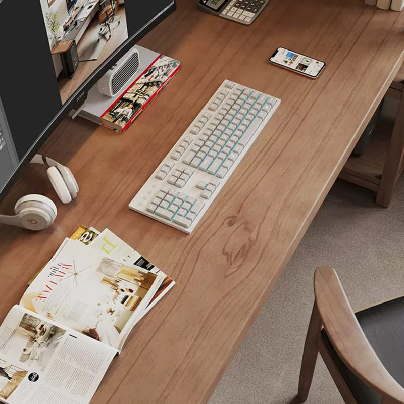 Bureaux rectangulaires en bois massif 78,74 "noyer, Retour à droite, H 43,31 po x l 78,74 po x P 35,43 po