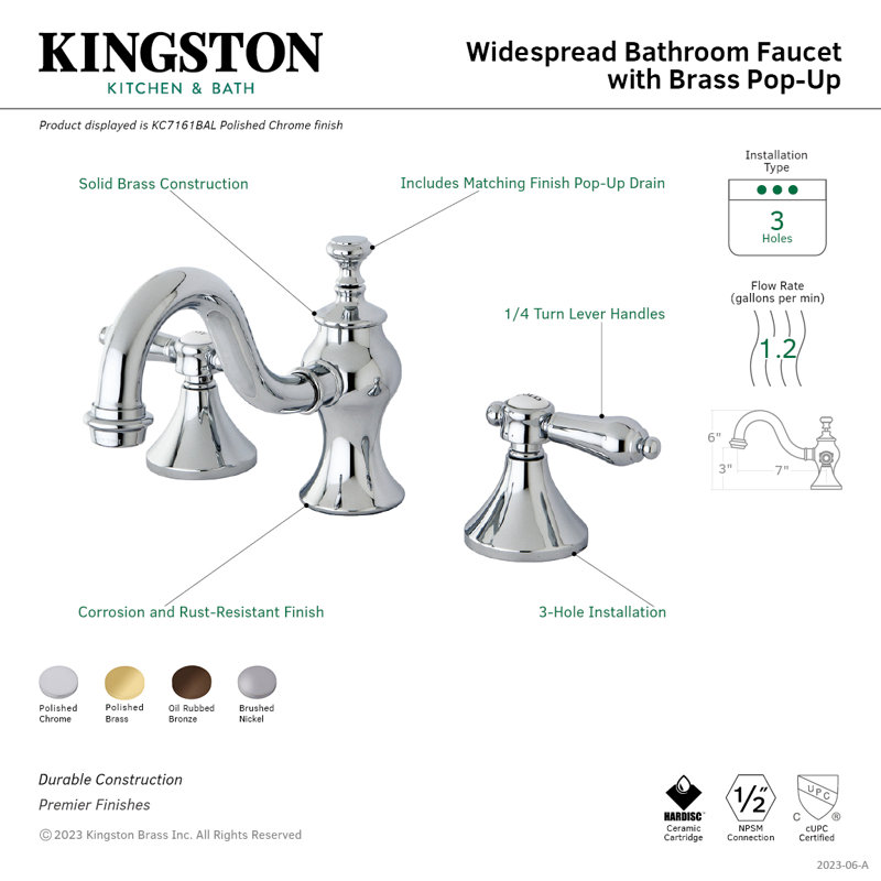 Robinet de salle de bain espacé Kingston, Bronze huilé
