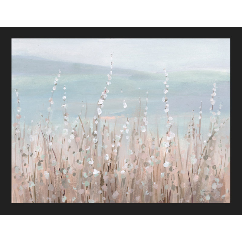 Imprimé de fleurs côtières matinales, Papier avec cadre noir, H 14,5 po x l 20,5 po x P 0,5 po
