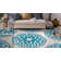 Tapis bleu / ivoire / gris clair à motif floral