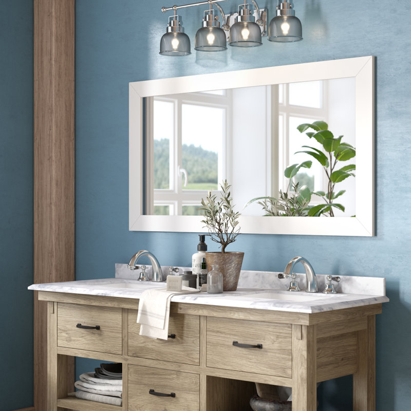 Ariyanna Medium-density Fiberboard Flat Mirror, 30" H x 53.5" W, Glossy White