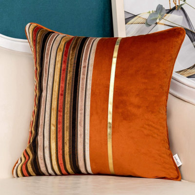 Striped Throw Pillow Cover Multicolor Velvet Cushion Cover Modern Bohemian Pillowcase For Sofa Couch Bedroom Living Room Home Christmas Decoration,20X20 Inch