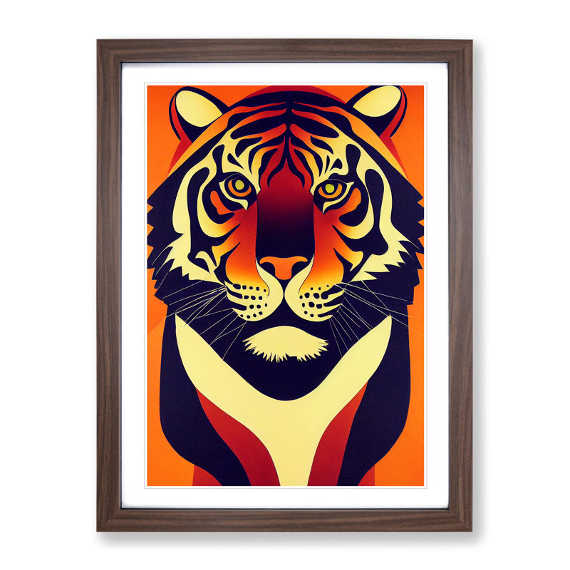 Tiger No.2 Abstract - Framed Print, 64cm H x 46cm W x 2cm D, Walnut Framed