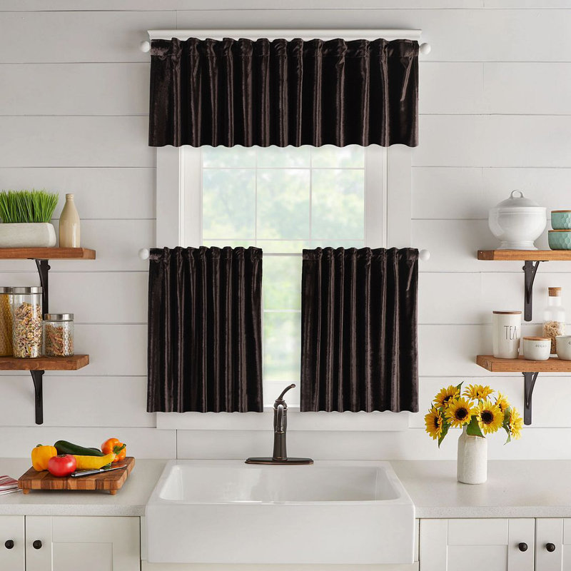 Solid Colour Kitchen Curtain, 60 H x 90 W cm, 15 Mocha