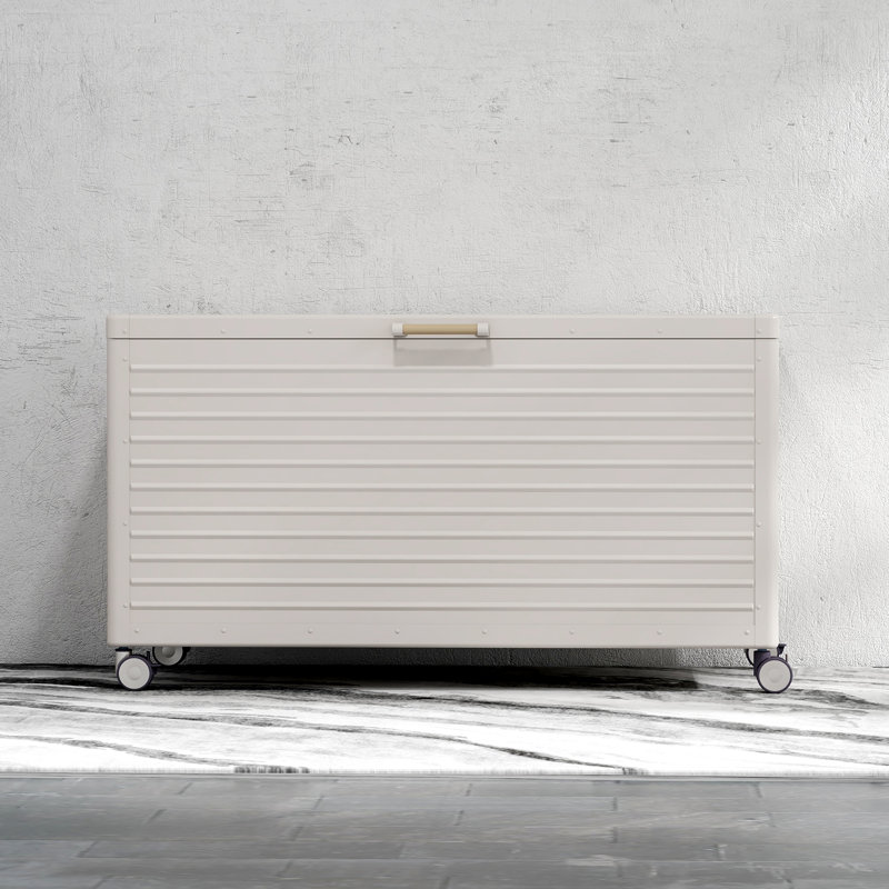 Latte Metal 134 Gallon Outdoor Deck Box with Wheels