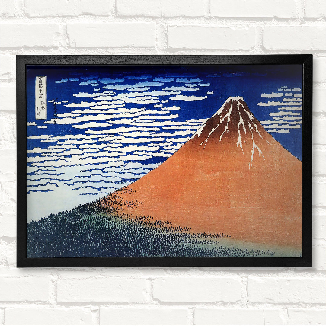 Berg Fuji von Katsushika Hokusai - Geschlossener Eckrahmen Kunstdrucke auf Holz