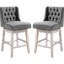 2 Counter Height Treasures, 180 Degree Swivel, 27" Seat Height, Solid Wood Footrest, Button , Grey 2 , Swivel Seat, High, With Footrest & Feature