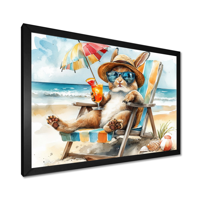 Sayler - art mural animaux côtiers, H 30 po x l 40 po x P 1,5 po, Toile encadrée noire simple