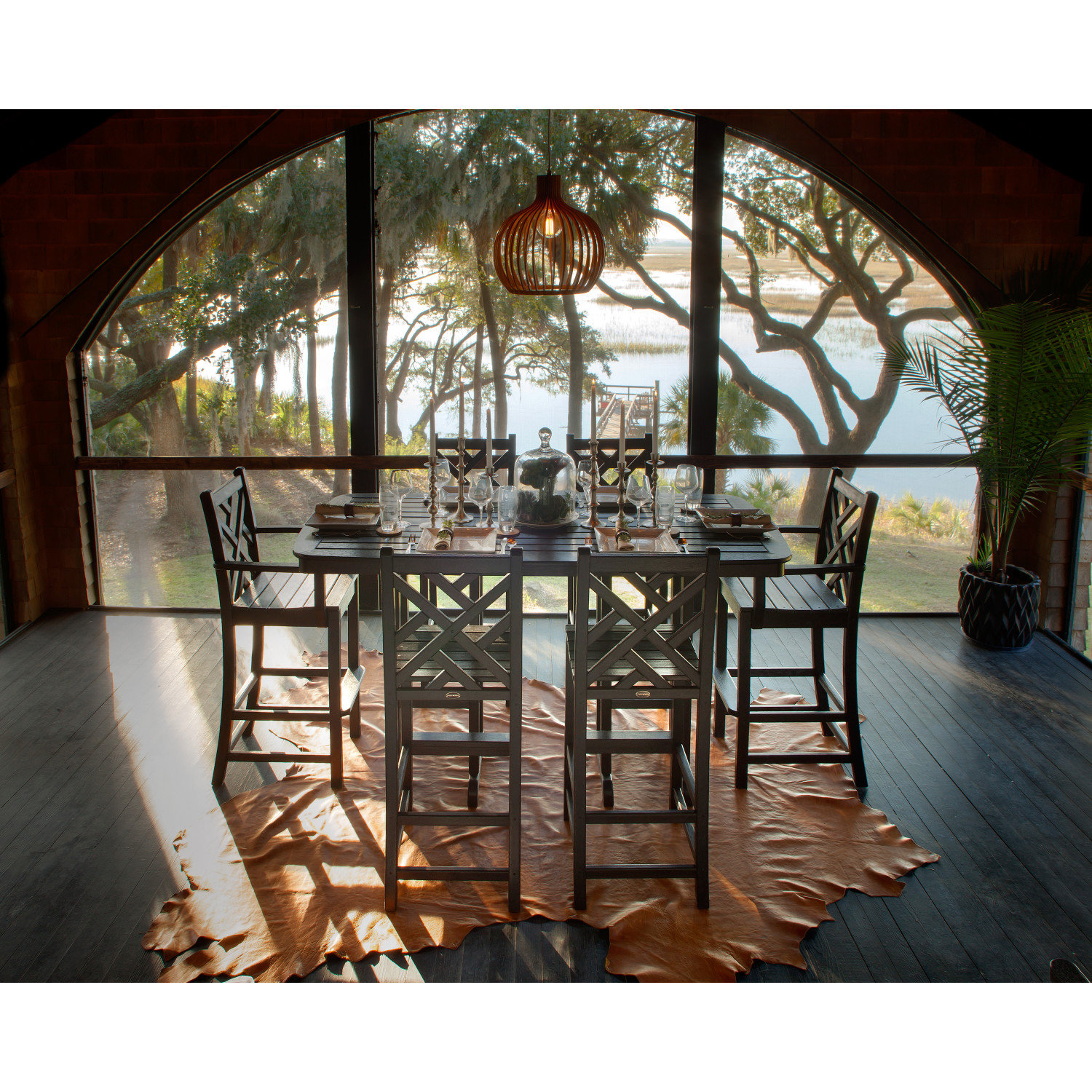 POLYWOOD® Chippendale Patio Bar Stool, Slate Gray