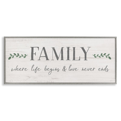 «Family Life Begins Love Never Ends Motivation» - art textuel