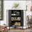 Modern 3-Tier Corner Storage Cabinet with Tempered Glass Doors and Removable Shelves