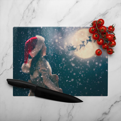 Kids Enjoy The Holiday Dining Glass Chopping Board