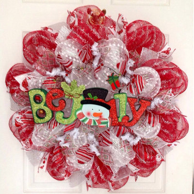 Christmas Wreath Be Jolly Snowman