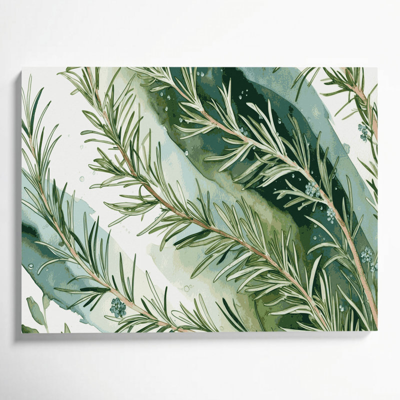 «Botanical Rosemary Beige», art mural sur toile, H 12 po x l 18 po