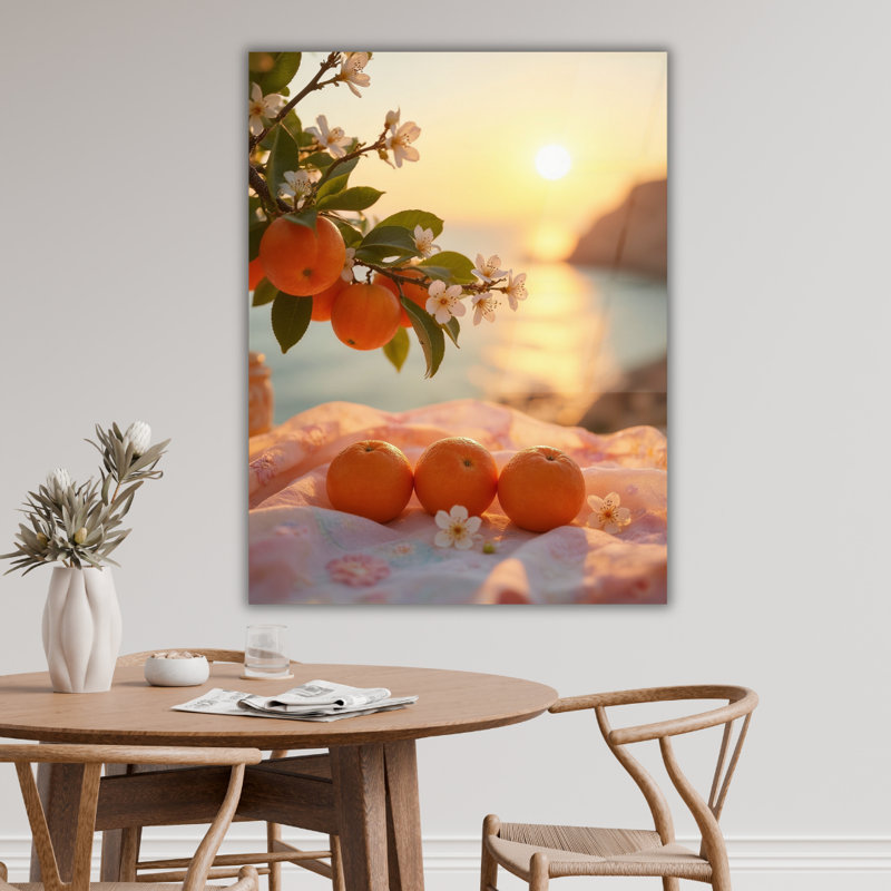 Art mural orange en verre trempé, H 20 po x l 16 po