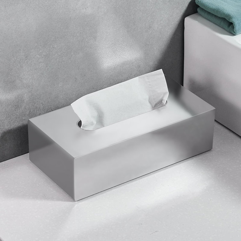 Couvercle de boîte à mouchoirs en acier inoxydable élégant, support décoratif à finition antirouille pour la maison et le bureau