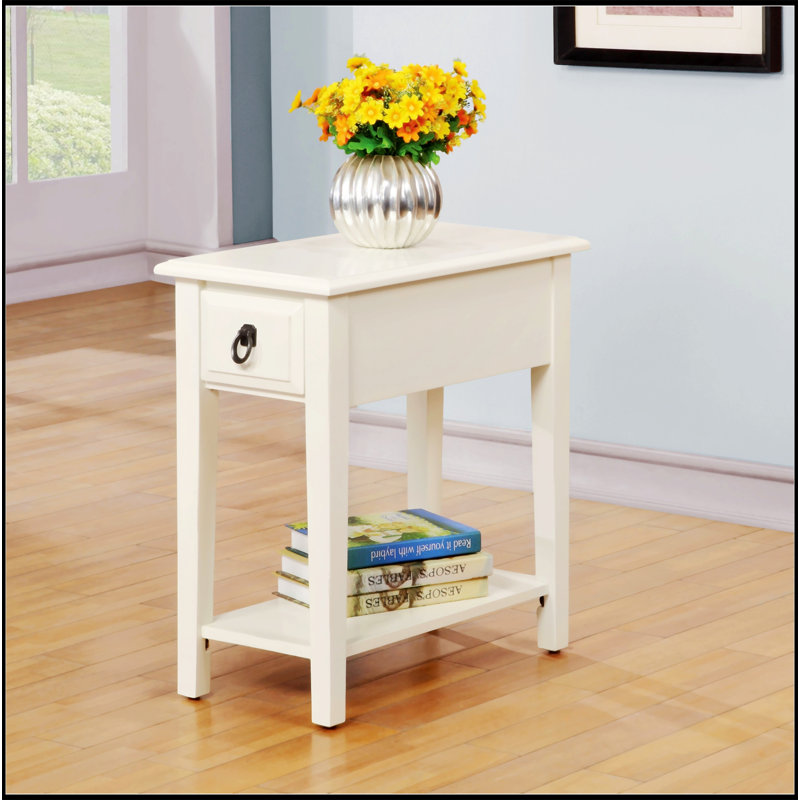 White 1-Drawer Accent Table With Shelf