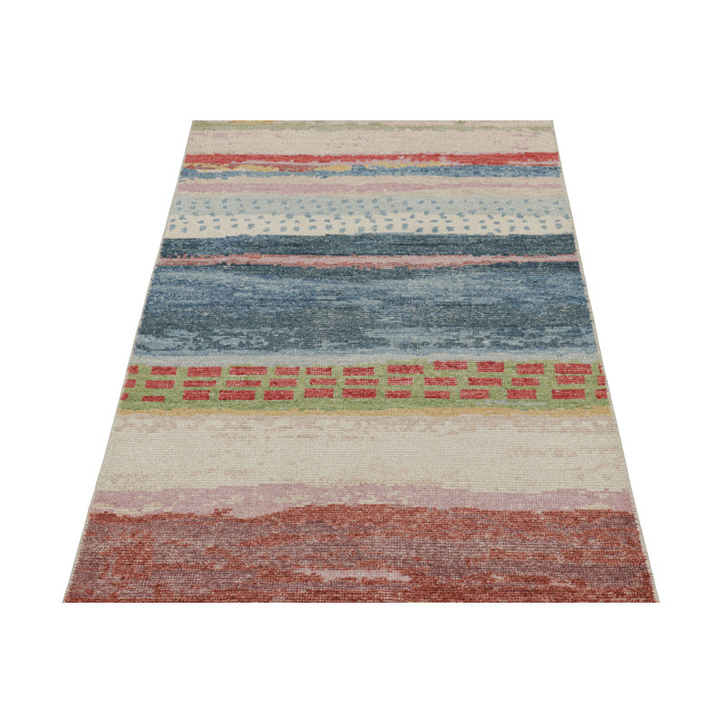 Rug & Kilim’S Distressed Contemporary Abstract Art Rug In Polychromatic Patterns, Rectangle 10' x 14'