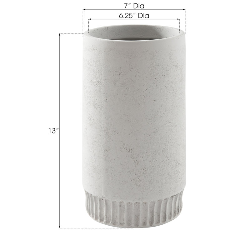 Harvest Medium Resin Pot Planter, Light Gray, 13" H x 7" W x 7" D