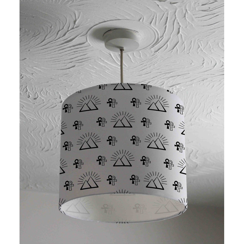 Egyptian Pyramid And Ankh 22cm H Cotton Drum Pendant Shade ( Uno )
