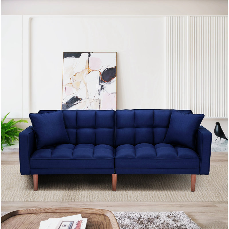 Canapé rembourré 75,01 po Lamarian, Tissu bleu marine