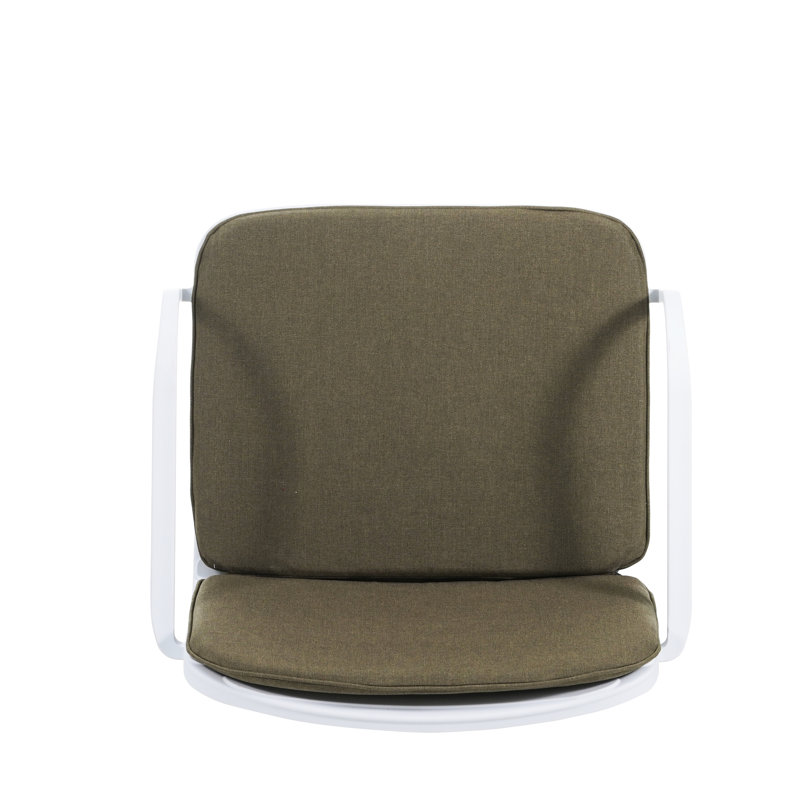 3 pièces Patio d'extérieur avec structure et coussins blancs - 2 chaises club 1, design contemporain, léger, fondu pour utilisation par structure, coussins, assortiment et confort