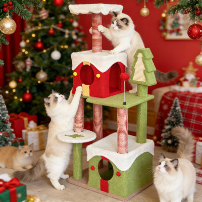 Cat Tree For Christmas,multi-level Cat Tower With Scratching Post