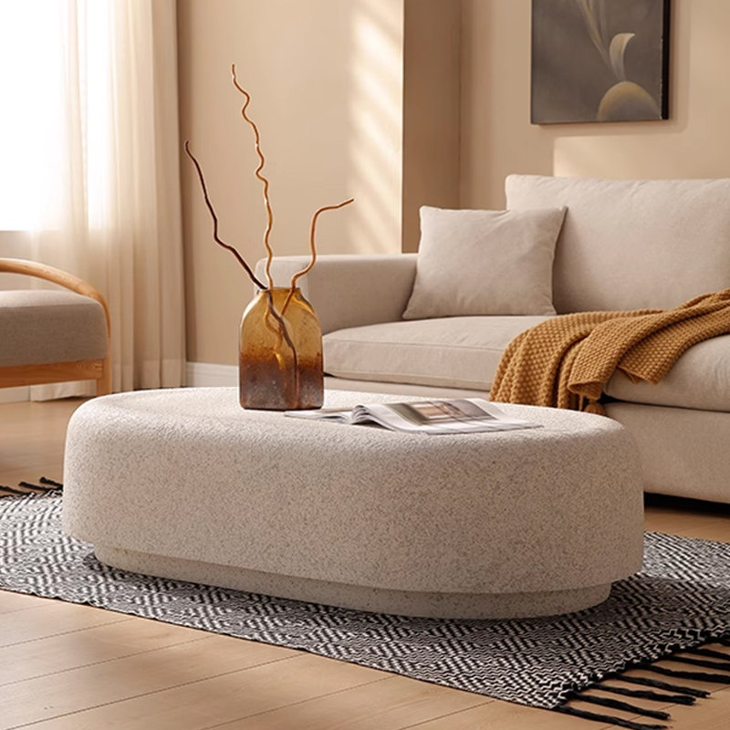 Table basse ovale en fibre de verre Wabi-sabi, H 12,59 po x L 59,05 po x l 33,46 po