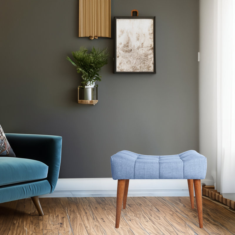 Banc rembourré en polyester Kahmiah, Indigo