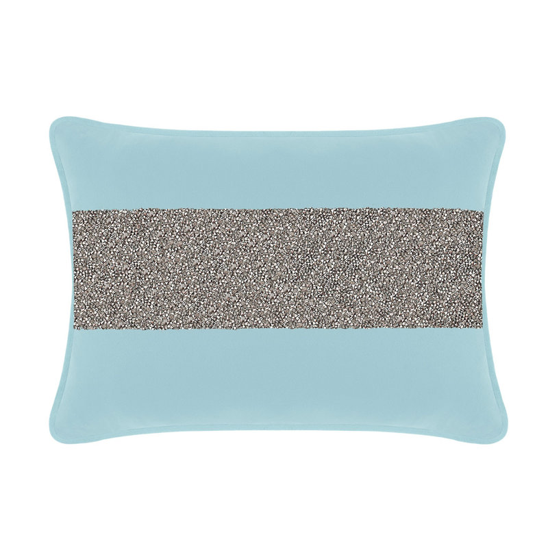 Coussin Sparkles Home Velours | Insertion de plumes, Rectangular 14"H x 20"W, Velours turquoise / gris anthracite