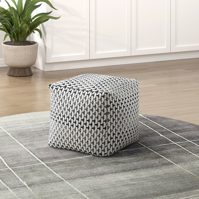 Square Pouf Jacquard Fabric Upholstery Modern Ottoman, Footstool, Non-Slip Floor Pouf, Bean Bag Chair, 1Pc Sitting Pouf