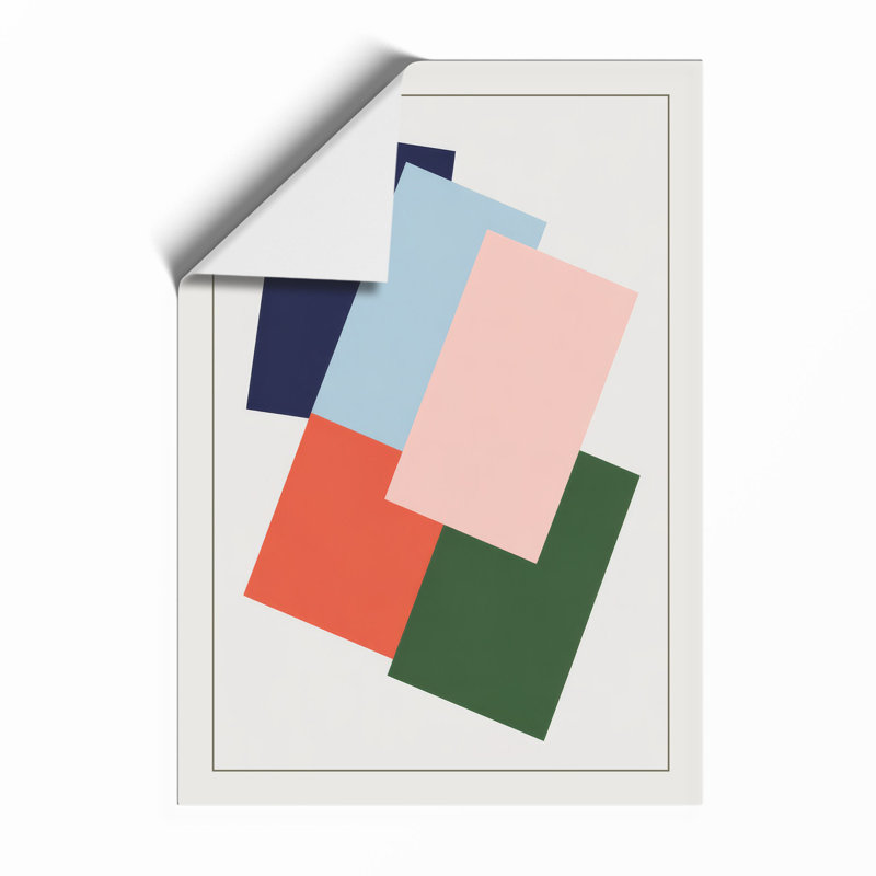 Layered Geometry Minimalist - Print, A2 - 59.4 x 42.0 cm, White