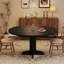 Table de salle à manger ronde de style ferme moderne – Plateau en bois de 119 cm, piètement robuste – 4 à 6 couverts – Idéale pour la cuisine, la salle à manger, le salon – Mobilier de restaurant – Noir