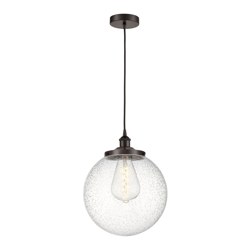 Luminaire suspendu simple à 1 lumière Alfonsa, Grainé, Bronze frotté à l'huile